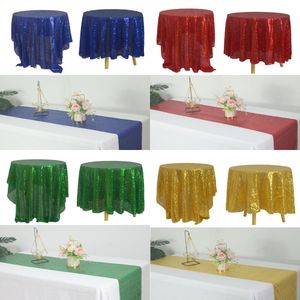 Tafelkleed Glitter Pailletten Rond Tafelkleed Bruiloft Decors Restaurant Mariage Hall Sparkly Baby Douche Banket Cover 230921