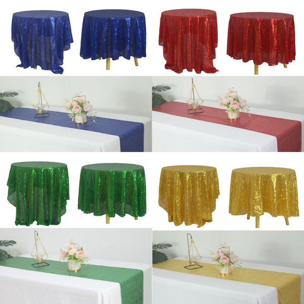 Nappe de table Glitter Sequin Nappe ronde Décorations de fête de mariage Restaurant Mariage Hall Sparkly Baby Shower Banquet Couverture 230921
