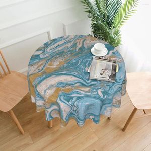Nappe de Table Or Bleu Marbre Texture Nappe Décorative Épaisse Ronde Partie À Manger Couverture Thé