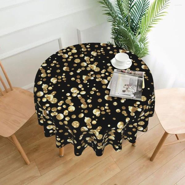 Table de table en gold dot complexe rétro imprime en plein air couverture ronde de mode coutume pour les événements fête de Noël