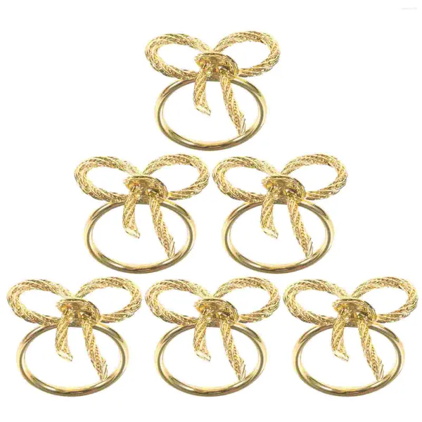 Mantel dorado para servilleta, soporte para lazo, suministros para cena de Navidad, anillos de servilleta para fiesta, adorno decorativo