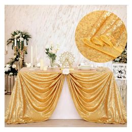 Nappe de table à paillettes dorées 127 x 203 cm – Couverture rectangulaire pour mariage, gâteau d'anniversaire, décoration de banquet de vacances