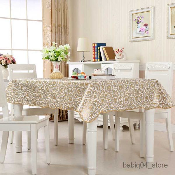 Nappe dorée sur table nappe de couverture de bureau rectangulaire nappes imperméables pour cuisine imperméable R230819