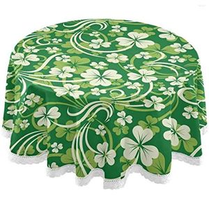 Tableau de table Bonne chance Clover Round Natecloth Lace Home Kitchen Decor Happy St.Patrick's Day Extérieur Couvre-toits de 60 pouces