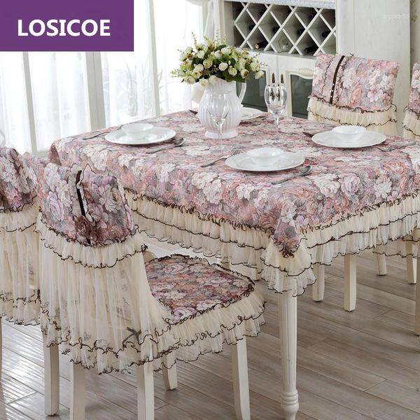 Table Cloth Grade Square Dining Chair Covers Coussin Tables Et Chaises Bundle Cover Pastoral Lace Set Nappes G