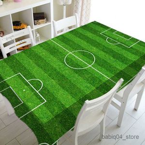 Manteles rectangulares con estampado de campo de fútbol de hierba para mesa, decoración de fiesta, mantel impermeable, cubierta para mesas R230819