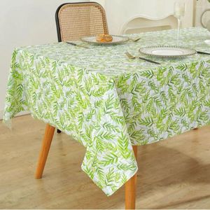 Tafelkleed Groene Bladeren Patroon Waterdicht Tafelkleed Pastorale Stijl PVC Decor Oliebestendige Dikkere Cover Decoraties