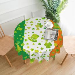 Nappe de table ronde verte avec chapeaux de la Saint-Patrick, imperméable, drapeau de l'irlande, couverture lavable, décoration de salle à manger, 60 pouces