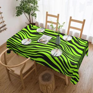 Tela de tela verde tigre líneas mantel estampado de animales estampado al aire libre cubierta rectangular mantel para la fiesta de los eventos de picnic en el hogar