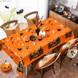 Nappe Halloween Citrouille Château Rectangle Nappe Cuisine Table Décoration Réutilisable Table Imperméable Couvre Fête De Vacances Décor Y240401