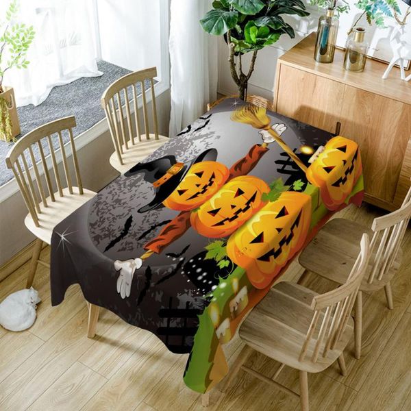 Table en tissu Halloween Pumpkin Imprim￩ Polyester Rectangle Funny Couprir ￠ la gamme de tv de salle ￠ manger d￩corative Couverture