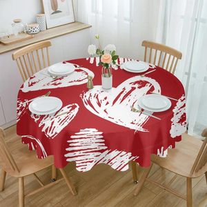 Nappe de Table ronde imperméable, motif dessin à la main, pour la saint-valentin, décoration de mariage, maison, cuisine, salle à manger