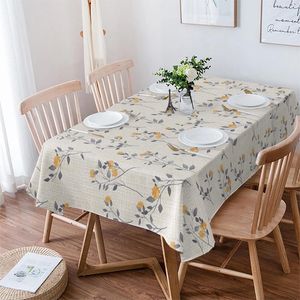 Tafelkleed handgeschilderde bladplant gele waterdichte dineren tafelkleed keuken decoratieve feestbedekking