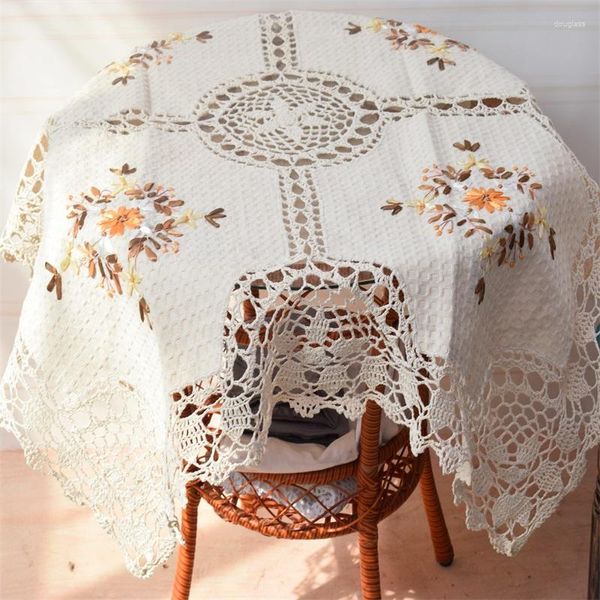 Nappe de Table en Crochet fait à la main, ajourée, ronde et carrée, pour le commerce extérieur, couverture décorative rétro
