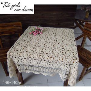 Tafelkleed Handgemaakte Haak Vierkante Tafelkleed Sofa Handdoek Katoen Geweven Hollow Retro Universele Cover Handdoeken DIY Mats 50-140cm