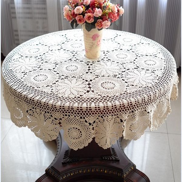 Nappe de table en crochet faite à la main, jolie nappe ronde 100% coton, plusieurs tailles disponibles, 230925