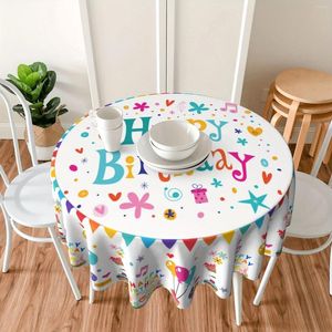 Tableau de table joyeux anniversaire Round Cakecloth Cake Design avec Balloons de drapeau coloré Collection de cadeaux 60 pouces pour