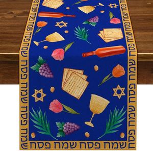 Tafelkleed Happy Pesach Linnen Runner Pesach Joods Festival Party Decorstion Supplies Matzo Rode Wijn Huis Keuken Eetkamer Decor