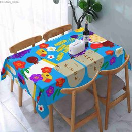 Tafelkleed gelukkige shavuot granaatappel tarwe rechthoek tafelkleed je vakantiedecoraties waterdichte tafelkleed eettafel feest decor y240401