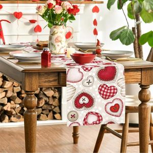 Tafelkleed Happy Valentines Day Runners 14x72in Katoen Runner Decoraties Voor Feest Bruiloft Vakantie Decoratie