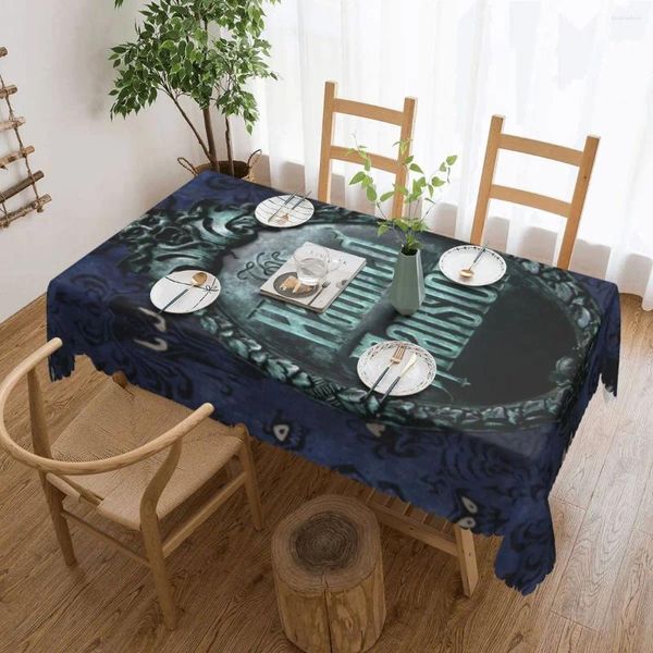 Nappe de table avec logo de manoir hanté, rectangulaire, résistante à l'huile, couverture de fantômes Grimace d'halloween