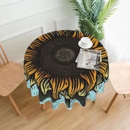 Tafeldoek hier komt de zonnebloem houtsnede tafelkleed 60 in ronde 152 cm zachte decoratieve rand binnen/buiten