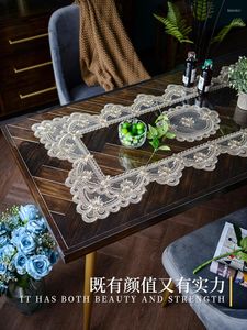Nappe de table haut de gamme Pvc dentelle nappe imperméable résistant à l'huile lavable Transparent tapis de thé Anti-brûlure cristal plaque mat