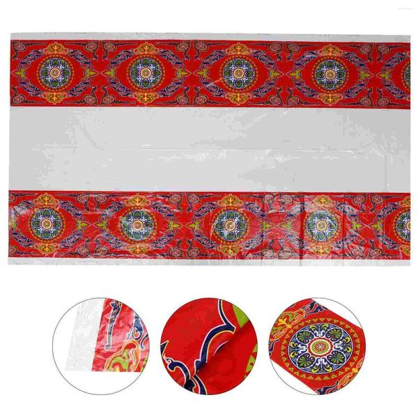 Mantel para decoración del hogar, mantel Eid Al-Fitr, adornos para el comedor, accesorios de diseño para festivales musulmanes, decorativo rojo