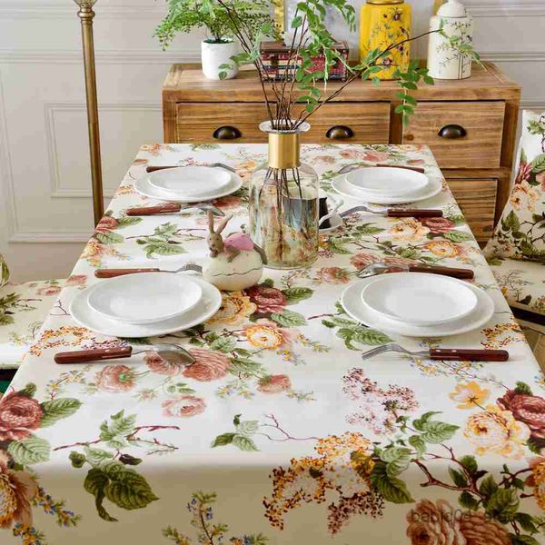 Mantel para decoración del hogar, mantel con estampado Floral, cubierta de escritorio, mantel Rectangular, decoración de flores para boda, Tapete R230727