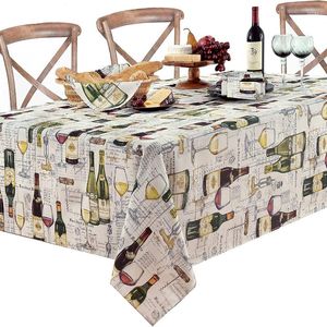 Nappe de table maison intérieur/extérieur imprimé décoration de mariage nappe vin et bouteille impression sur le thème conception résistant aux taches manteaux