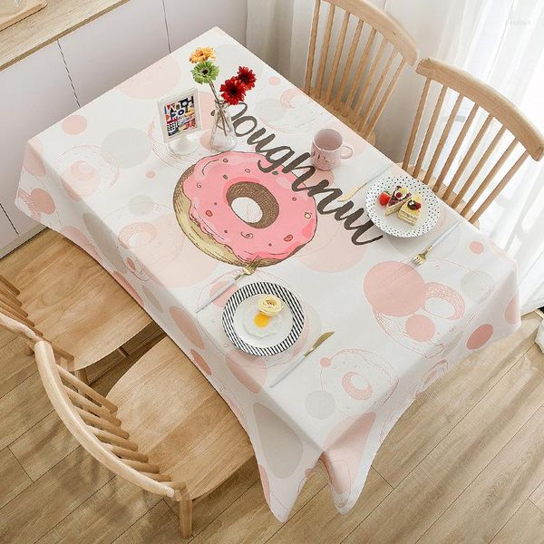 Mantel con diseño de donut de helado, mantel Kawaii para habitación de niña, escritorio, sala de estar, comedor, decoración del hogar, lavable a prueba de polvo