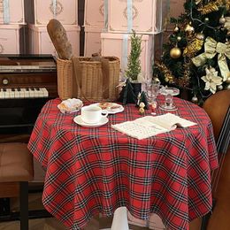 Nappe de table Ins rétro Simple, pastorale anglaise, rouge, vert foncé, à carreaux, en lin, café, atmosphère de noël