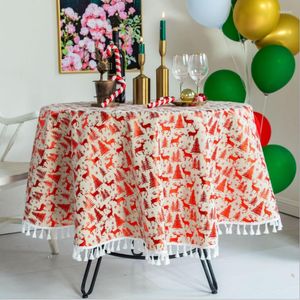 Nappe de table Ins Style Coton et lin Gland Décoration de Noël Designs