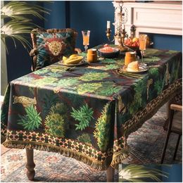 Nappe de table Jungle Print Veet Nappe de luxe américain classique P Home Dining Decor Er Green Animal Drop Delivery Garden Textiles Clo Dhacg