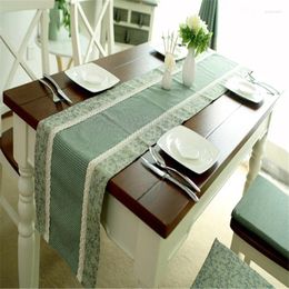 Table de table de cuisine de cuisine polyester / coton nappes feuilles à plaid articulées de couverture verte runner tapis antépendium