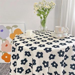 Tafel doek Koreaanse bloemenbloem zwart wit kleurrijk tafelkleed voor dineren thee koffieomslag picknick keuken decor