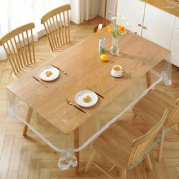 Nappe de table en dentelle transparente, en vinyle PVC, imperméable à l'huile, couverture de cuisine et de salle à manger rectangulaire