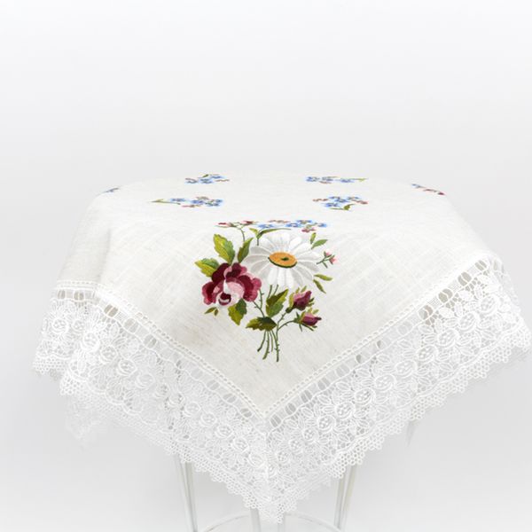 Nappe de table en dentelle avec motif brodé de fleurs, carrée, rectangulaire, décorative, pour salle à manger, housse de canapé, 220906