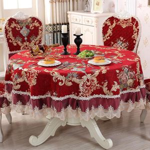 Nappe de table en dentelle nappes en lin couverture ronde chaise broderie salle à manger coussins élastiques décor de chambre de ménage