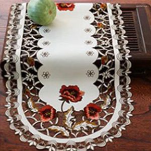 Nappe de table en dentelle, 40/85cm, tapis de maison, ornement Floral brodé, ovale, fête, Vintage, marque utile