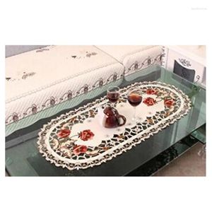 Nappe de table en dentelle, 40/85cm, ornement brodé pour la maison, ovale, décoration de fête Vintage, haute qualité