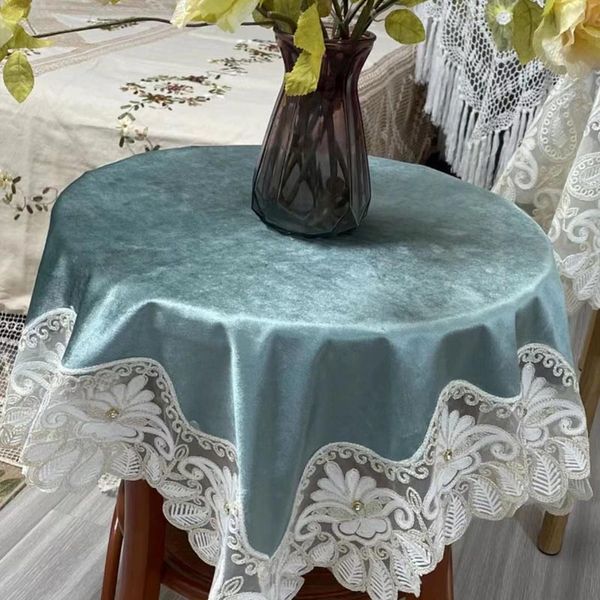 Nappe de table en dentelle tricotée, rectangulaire, creuse, pour table basse, broderie, nappe de table