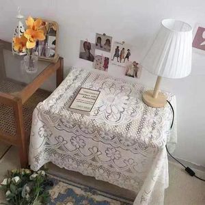 Nappe de table en dentelle blanche, cadre de rangée de chevet, café avec couvercle, petit stand carré frais, TjLing332