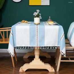 Nappe de table grande nappe en lin cuisine gland broderie multicolore décoratif résistant à l'huile épaisse couverture rectangulaire thé