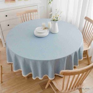 Tafeldoek Grote ronde tafelkleed waterdicht en olie-proof vaste kleur katoen en tafelkleed R230819