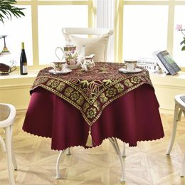 Nappe de table Dernière 2 pcsset rond 140 cm luxe paillettes linge d'extérieur mode crochet jacquard vin rouge jardin nappe décoration 231019