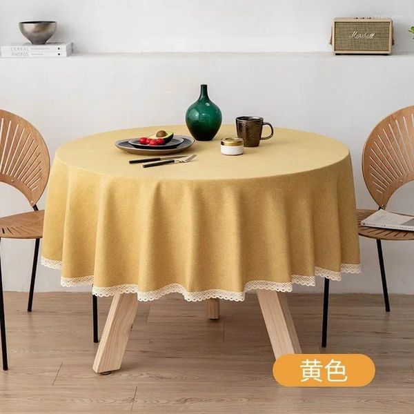 Nappe de Table en lin, grande nappe circulaire en TPU, tissu imperméable et résistant à l'huile, pour maison ronde, chez l'habitant, H5R2024