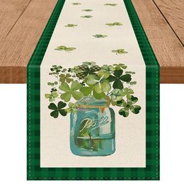 Nappe de Table en lin, chemin de fête de la saint-Patrick, chemin de Festival irlandais, drapeau porte-bonheur pour dîner, fournitures de fête