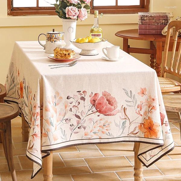 Table de table en chiffon nappe fleur peinte à la main pastorale à manger élégant rectangulaire couverture de cafetable décor de la maison