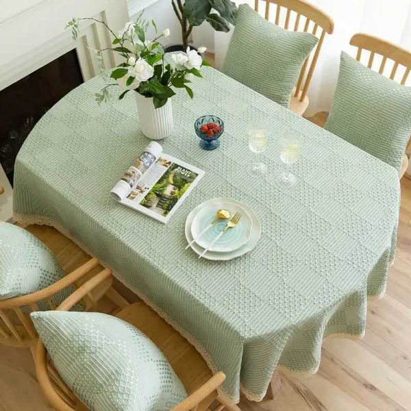 Table de table en draps nappe de dentelle de dentelle ovale motif carré plat